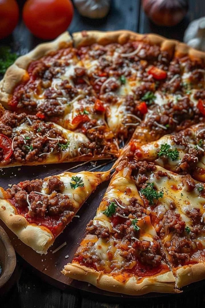 Pizza viande hachée, visuel illustratif
